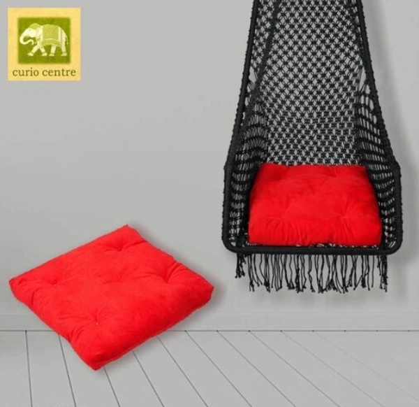 CURIO CENTER Make in India Leisure Half Moon Shape Nylon Swing with Cushion/Hammock Swing Chair-Iron Frame, Swing for Indoor/Outdoor/Nylon Rope Swing/Free Hanging Accessories(36 x 27 x 53 In, Black) - Free Size, Black, Nylon Rope With Iron Rode, Pack of1, Half Moon Shape